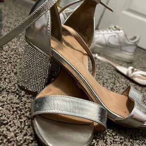 silver rihnestone heels